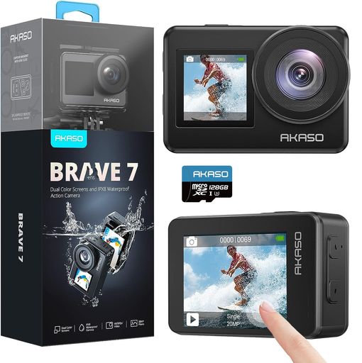 動き写真器-AKASO Brave7-4K 128GB ウェアラブルカメラ IPX8本機雨合羽10M 水中写真器 6軸手ぶれ手を加える 無線LAN 動きカム