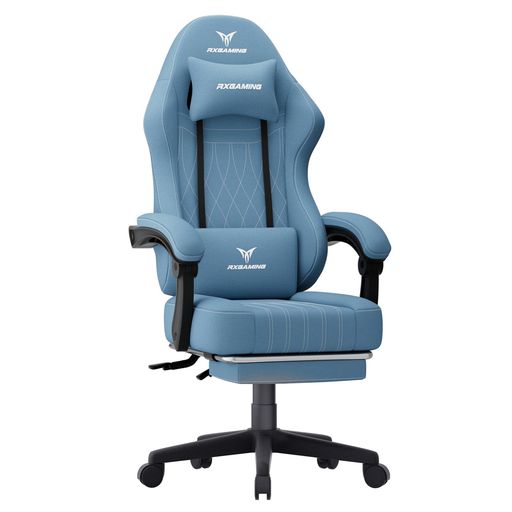 RXGAMING ゲーミングチェア オフィスチェア イス 椅子 テレワーク 疲れない ファブリック デスクチェア オットマン付き ゲーム用チェア145°リクライニング パソコンチェア 座り心地よい テ…|papimomo.shop
