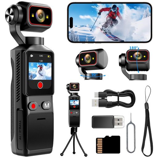 Vlog写真器 4K 動き写真器 160度広角 6軸兼ね合い化POV写真器 手ブレ手を加える 1.69inタッチモニター 5第四次元守りつづける蓄電池 wifi積み上げる スマホ提携 回転させる水晶体 小型テレビカメラ 32GB歌留多嘱する ス…
