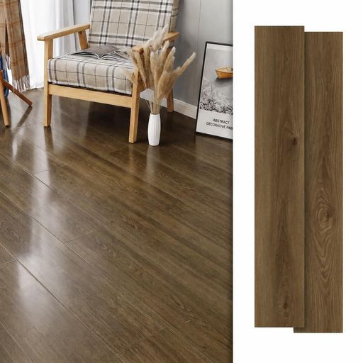 貼るだけ簡単!フロアタイル 72枚入り 約6畳 フロアマット フローリングシート 木目 DIY リフォーム 模様替え ウッドカーペット 土足OK 撥水 室内用 トイレ 床材 インテリア(木目調064)|papimomo.shop
