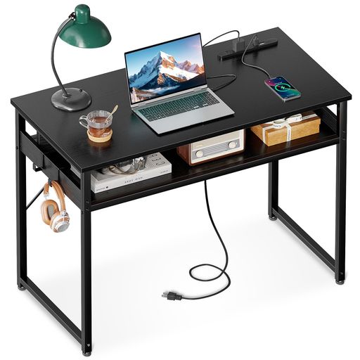 ODK 机 pcデスク パソコンデスク 幅80cm ゲーミングデスク 収納付き コンセント付き 勉強机 computer desk 卓子 ワークデスク ??卓 フック2個付き コンパクト テレワーク用 省スペース 組立簡…|papimomo.shop