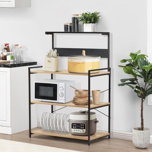 fusehome レンジラック レンジ台 キッチンラック 食器棚 キッチン棚 幅80 * 奥行45 * 高さ120cm 全体耐荷重95kg 耐熱性 耐久性 汚れ防止 防水性能 倒れ防止 大型電子レンジ対応 炊飯器対応 キッチ…|papimomo.shop