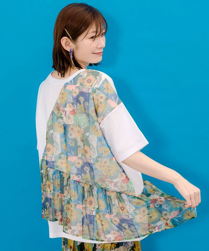 スカラー152704：スカラーマーク×POP総柄レースチュニック ScoLar チュニック SALE スカラー 152704 スカラーマーク×POP総