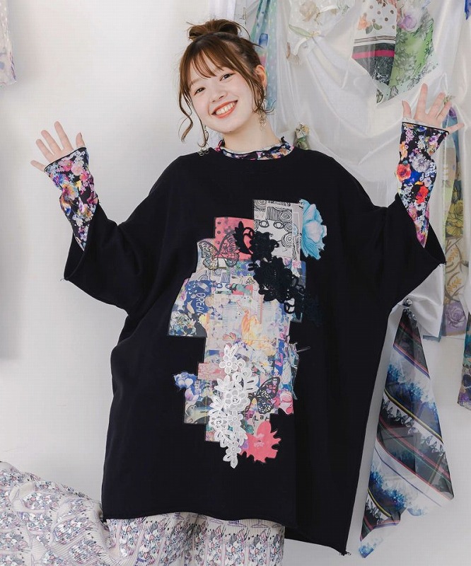 スカラー　scolar 153669：アンティーク風秋色ネコカーディガン 153669：アンティーク風秋色ネコカーディガンの通販-ScoLar