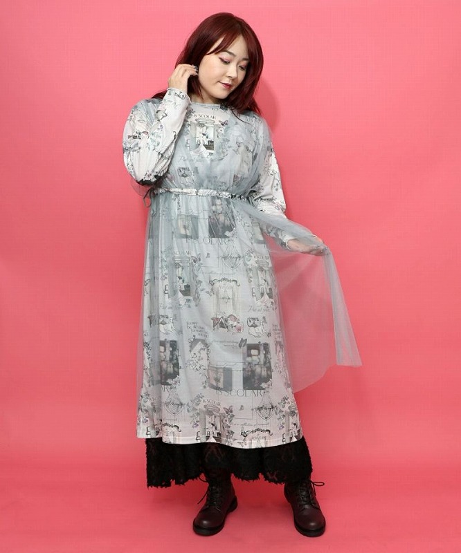 楽天市場】【ScoLar スカラー】153627 キノコの惑星柄チュールスカート