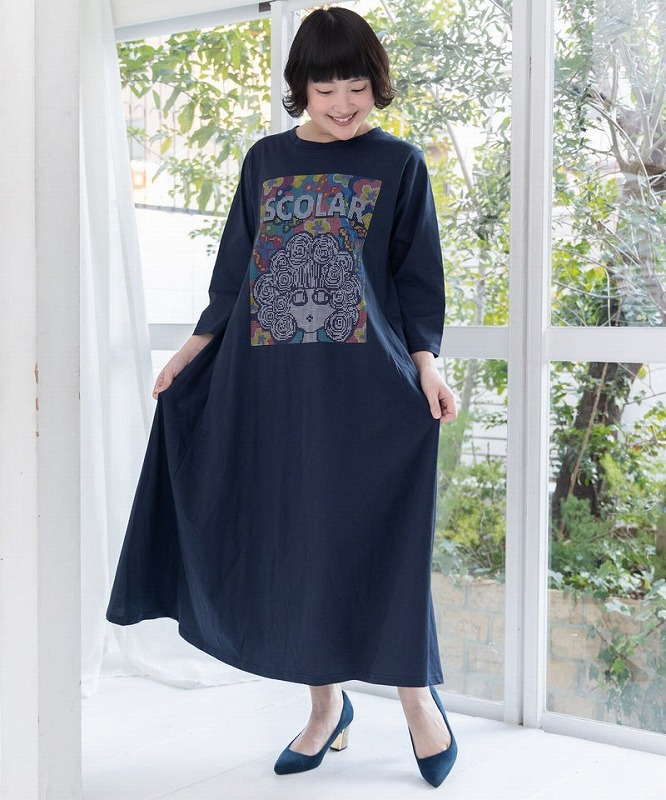 ★SALE★【ScoLar スカラー】161625 ピクセルアートスカラーちゃんワンピース カジュアル レトロ 原宿系 個性的【パッパドゥドゥ】