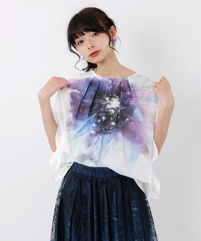 ★新作★【is ScoLar イズ スカラー】562237 水彩画風大花柄 ラウンドシルエットプルオーバー 心地よい 女子らしい 今めかしい 原宿系 個人的特徴的【パッパドゥドゥ】