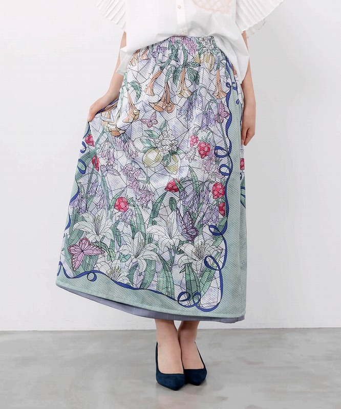 ★新作★【is ScoLar イズ スカラー】562240 メッシュ花柄orラメ縞模様 リバーシブルスカート ボトムス 女子らしい 今めかしい 原宿系 個人的特徴的【パッパドゥドゥ】