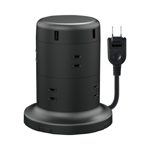 エレコム タワー型タップ　８個口　ブラック ECT-0620BK