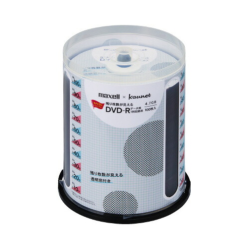 カウネット 残り枚数が見えるＤＶＤ－Ｒ　データ用　スピンドル　１００枚 7050-6204