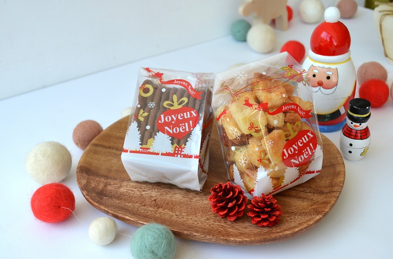 楽天市場 クリスマス ラッピング クッキー袋 サンティエノエル 1セット100枚入 プレゼント かわいい パン 焼菓子 袋 パケ ドゥ ソレイユ