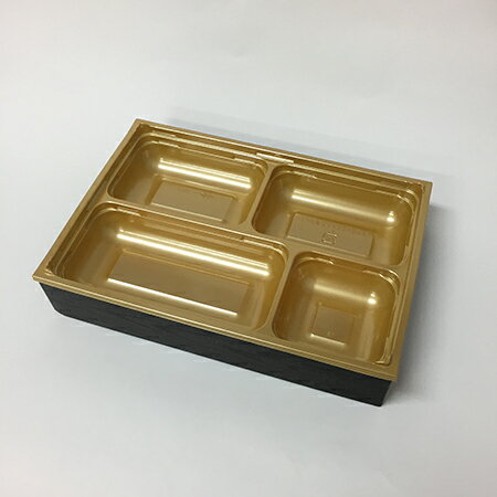 【高級弁当】ワン折重 81&times;55黒焼杉/SP-4金底/共蓋 (400セット)高級折箱/弁当容器/使い捨て/仕出し/懐石/会席/祝膳/法事｜パケットポーチェ