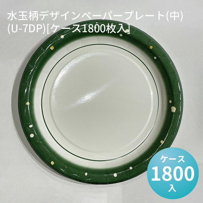 レンジ対応 耐水・耐油加工 日本製 水玉柄デザインペーパープレート(中)(U-7DP)[ケース1800枚入]｜パケットポーチェ