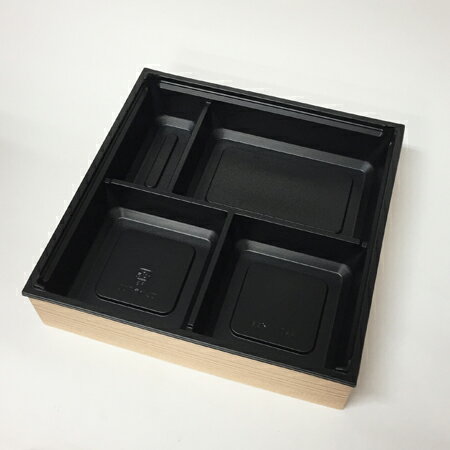 【高級弁当】ワン折重 70D杉/黒底/共蓋 (400セット)高級折箱/弁当容器/使い捨て/仕出し/懐石/会席/祝膳/法事