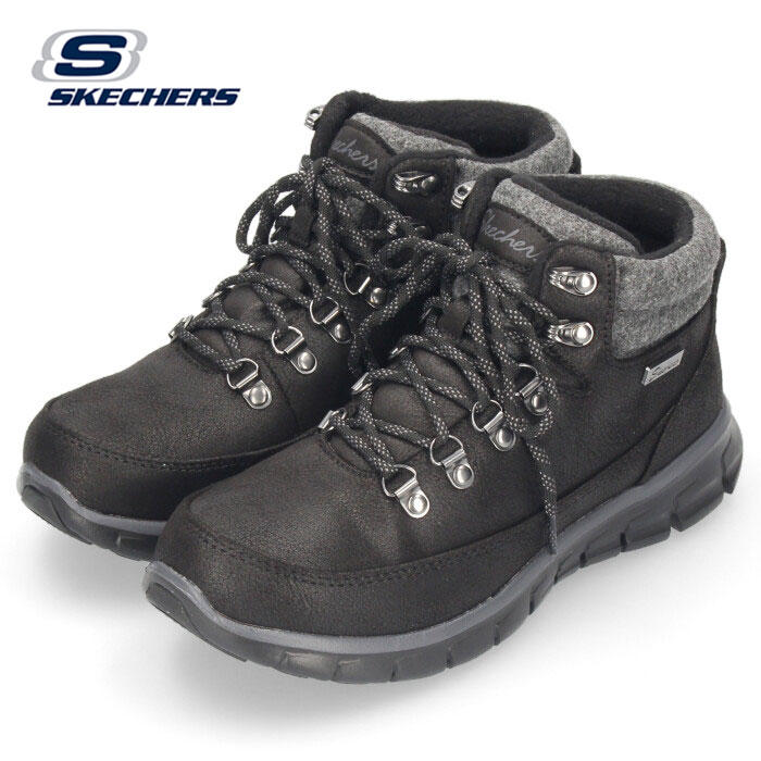 SKECHERS 黒 スエード調ブーツ スケッチャーズ レディース スニーカー ブーツ 防寒 保温 ウノ