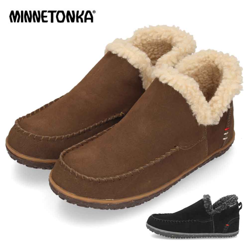 ミネトンカ ショートブーツ レディース 靴 ボア ブーティ フラット スエード 歩きやすい ブラック ブラウン MINNETONKA TAREN タレン 80230 80237｜靴のParade -パレード-