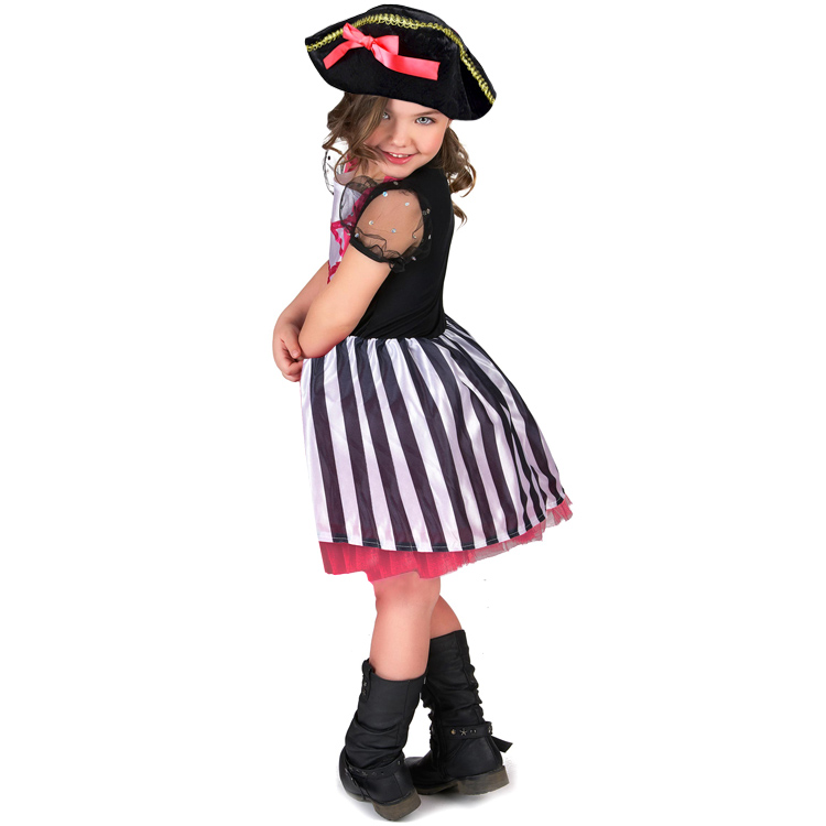 ハロウィン 衣装 子供 海賊 パイレーツ コスチューム コスプレ 女の子 115-130cm スカート 帽子 セット画像