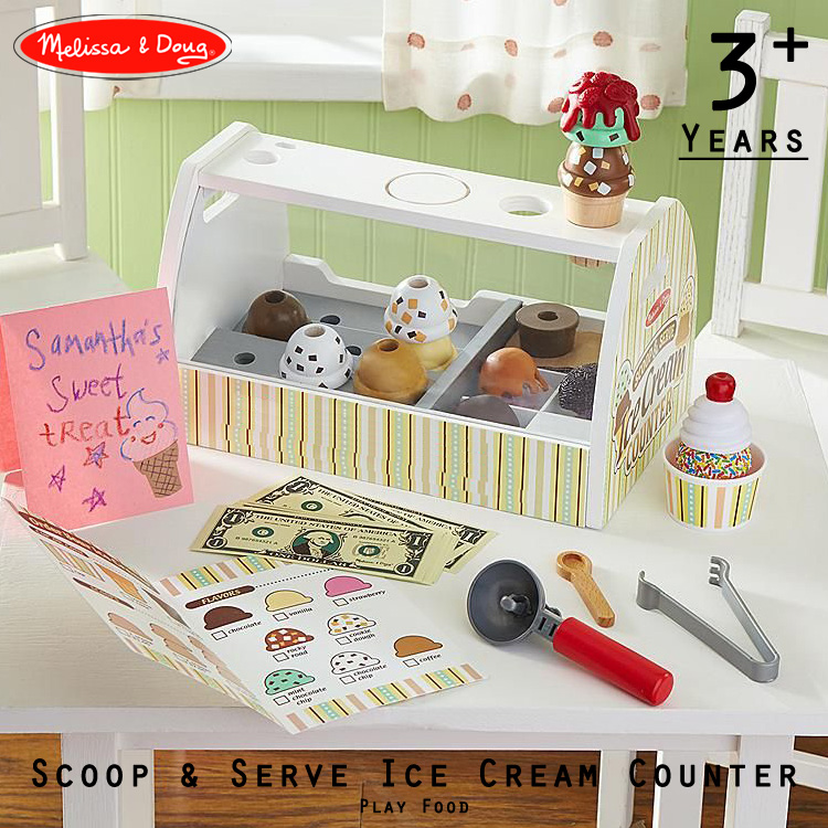 melissa & doug wooden scoop & serve ice cream counter