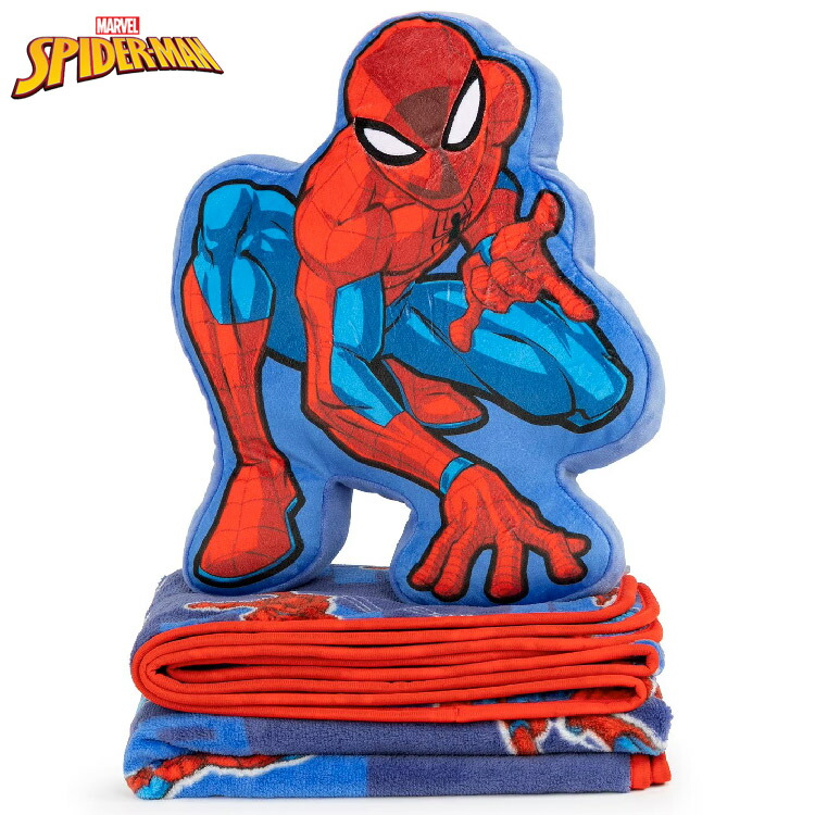 【4/14-23 23:59マデ◆ポイント3倍】ディズニー マーベル スパイダーマン ブランケット ピローセット ぬいぐるみ お昼寝 毛布 102cm×127cmキャンプ アウトドア プレゼント disney