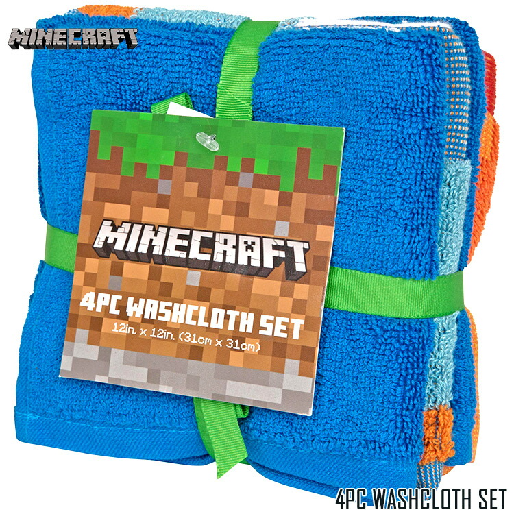 マイクラタオルケット2種セット　Minecraft フリースタオル Amazon｜マインクラフト フェイスタオル 薄手 2柄セット（集合