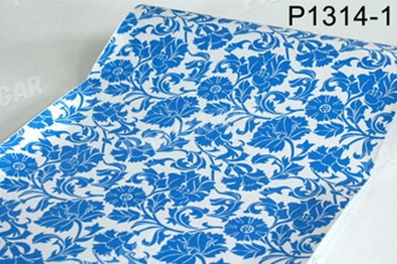 【50M】p1314-1 ブルー 薔薇 クラシック モダン 壁紙 シール リフォーム 多用途 ウォールステッカー はがせる リメイクシート