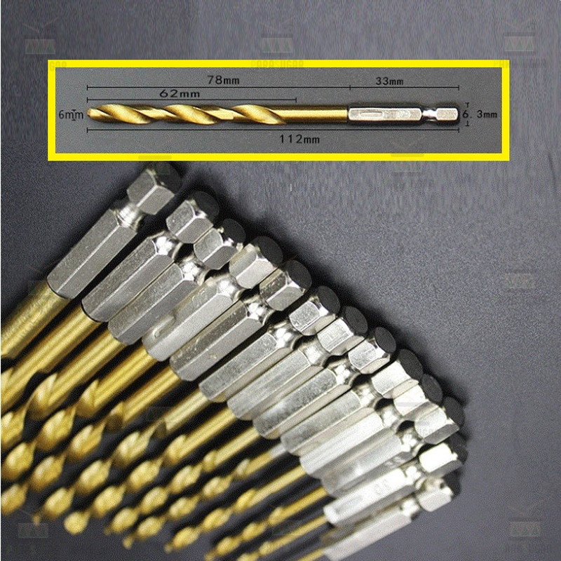 楽天市場】13本セット☆特殊チタン製 六角軸鉄工用ドリル刃 1.5〜6.5mm