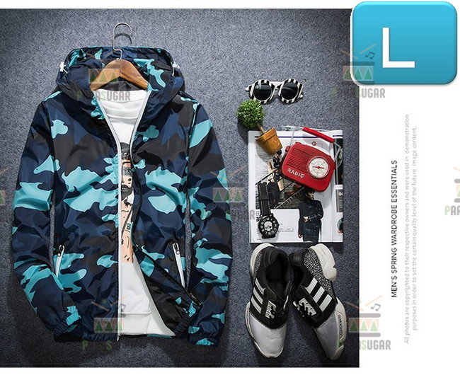 楽天市場】【174】 迷彩 ウィンドブレーカー フード付き グレー M