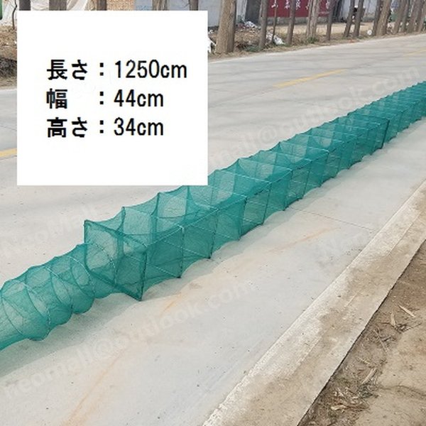 【お魚狩り人 百貨店ロング 12.5m 緑】 魚取り押さえる網 手網 軽さ パウダーコンパクト納める 折り畳み式 網 カゴ 鰻 アナゴ 魚 エビ 蟹 川 海