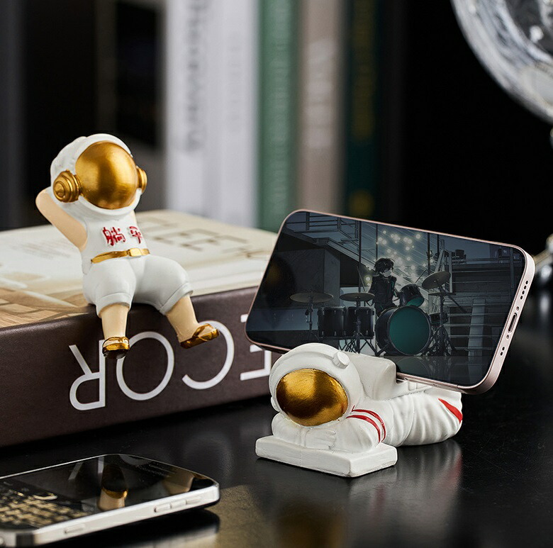 宇宙飛行士 スマホスタンド オブジェ インテリア うつ伏せ 仰向け デスクトップスタンド n946