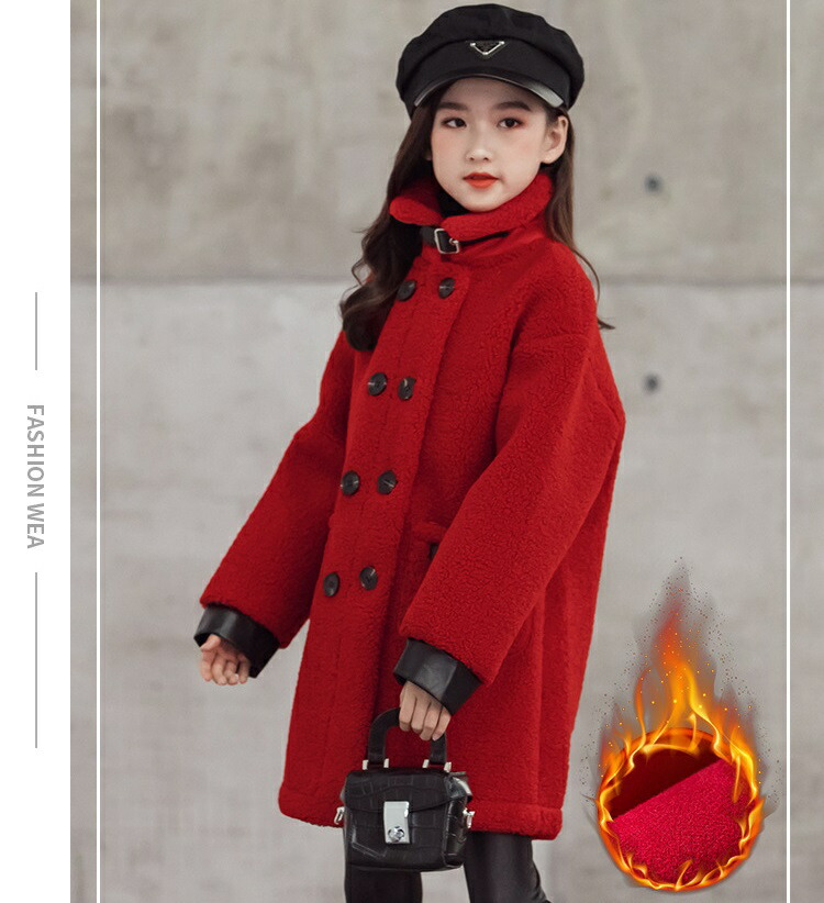 kids 2way ハイネック トレンチ 赤いコート  ダッフルコート きれいめ 上品 子供服 アウター 女の子 お洒落 コート 赤