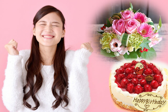 お誕生日のフラワーアレンジメントsサイズ No S01と洋菓子店カサミンゴーの最高級ケーキとのセット お祝い 誕生日プレゼント 花とスイーツ 花 ギフト プレゼント 選べるケーキ バースデーケーキ 誕生日ケーキ ホールケーキ アレンジ 誕生日 生花 スイーツ セット おしゃれ