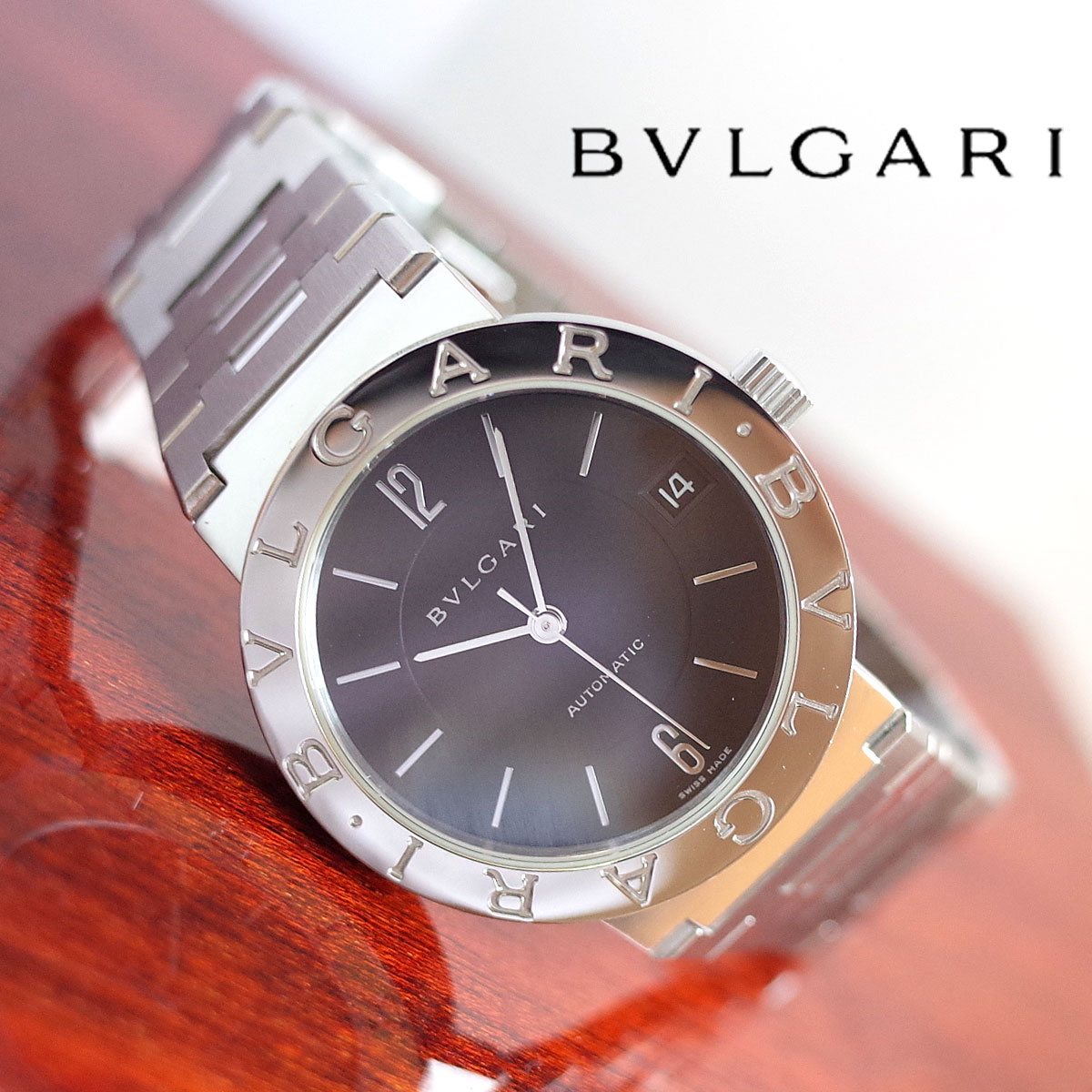 ブルガリブルガリ Bb33ss ブレスレット ブラック 自動巻 Auto メンズ 腕時計 1年保証 Bvlgari 中古 Fitzfishponds Com