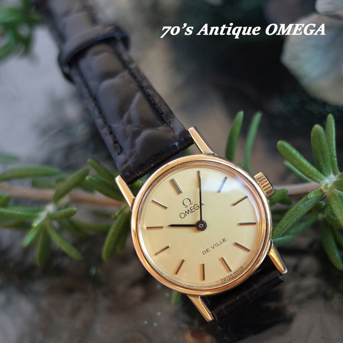 WH-4954』OMEGA☆クロコストラップ☆デビル☆ベルト交換済☆稼働美品