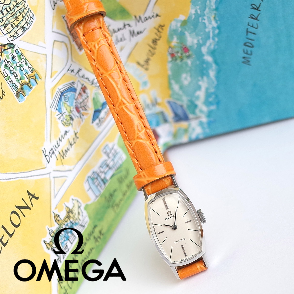 楽天市場 可愛い オメガ デビル アンティークウオッチ 70 ｓ 極細トノー ミニトノー レディース 手巻 腕時計 新品ベルト オレンジ 1年保証 Oh済 Omega 中古 ブランドショップパリノ