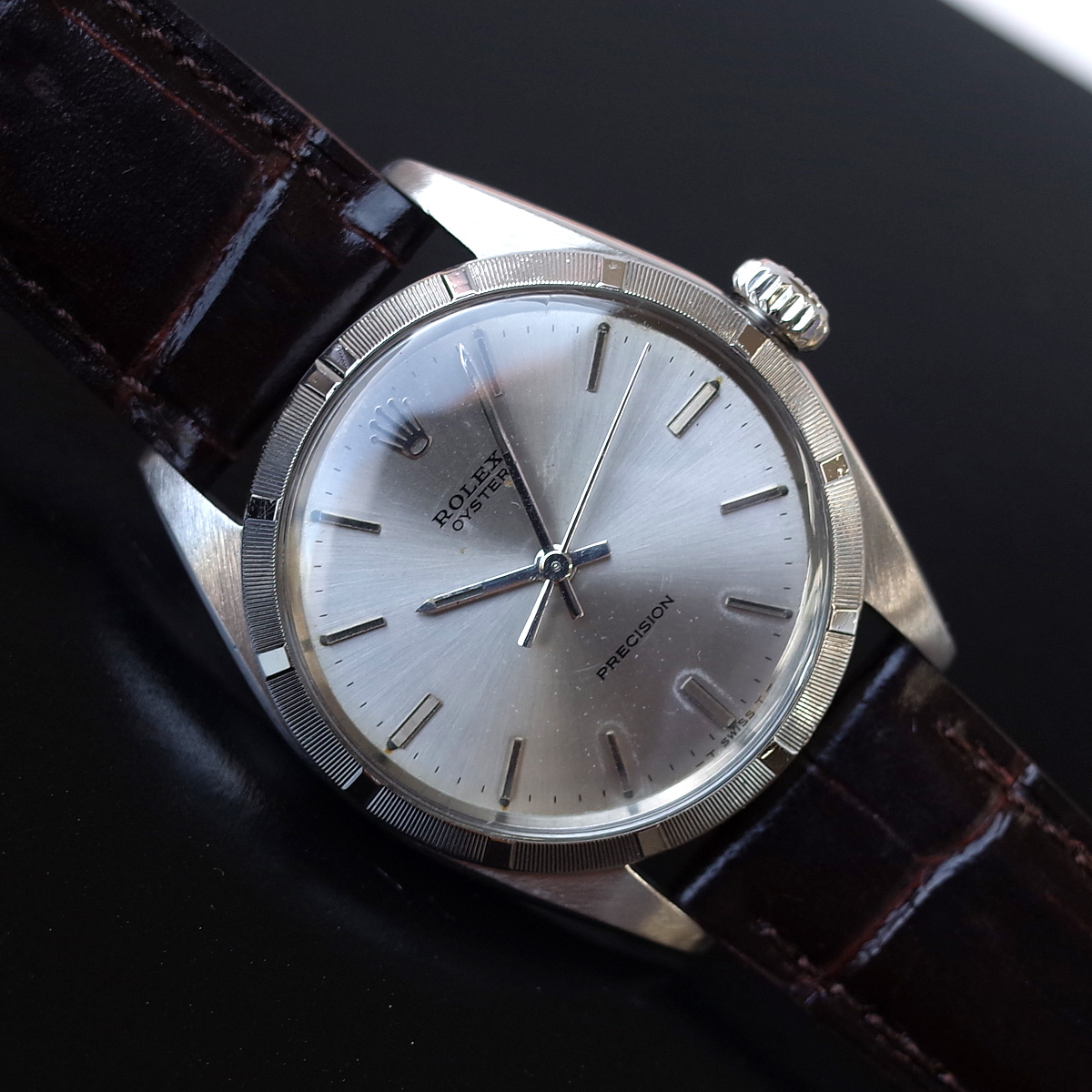 ロレックス 6427 オイスタープレシジョン 1966年 グレー ペンシル針 SS 新品革ベルト 手巻 腕時計 ROLEX アンティーク OH済1年保証｜ブランドショップパリノ 201,300円