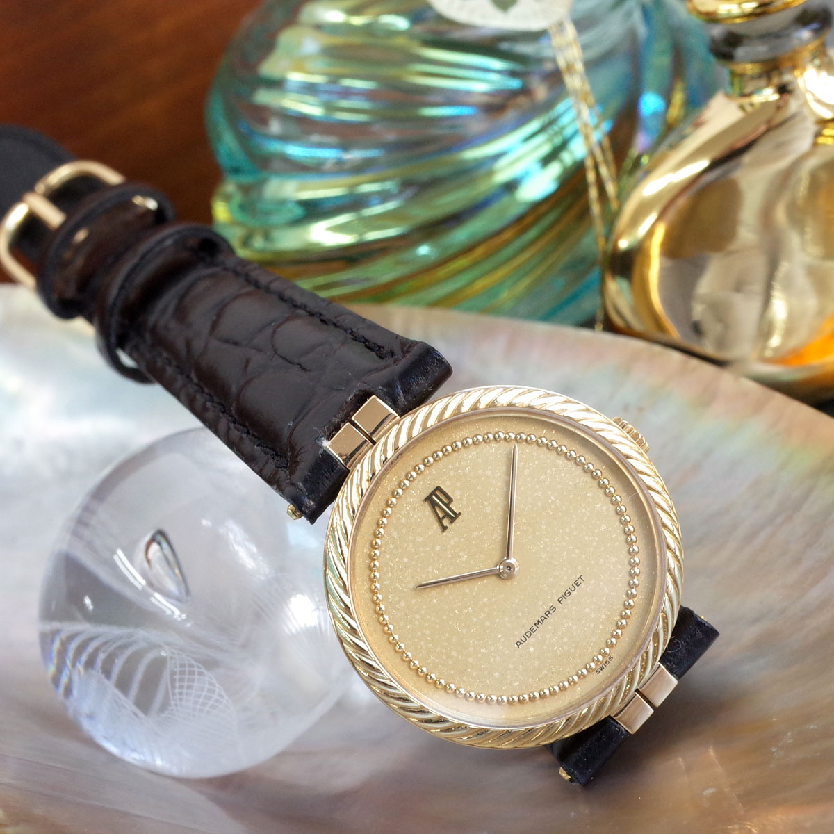 AudemarsPiguet 純正18KWGバンブーブレスレットコマ4つ　ケース AUDEMARS PIGUET オーデマピゲ BAMBOO QZ バンブー クォーツ