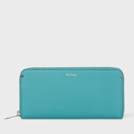 安い割引 ポールスミス 長財布 ハイライトステッチ ラウンドジップ長財布 サックス Paul Smith