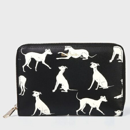 メール便無料 Smith Paul ブラック Greyhound Printed 2つ折り財布 折財布 ポールスミス 財布 Www Georgianaviationacademy Com