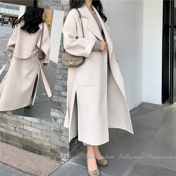 楽天市場】上品ロングコート ウール リバーコート オフホワイト