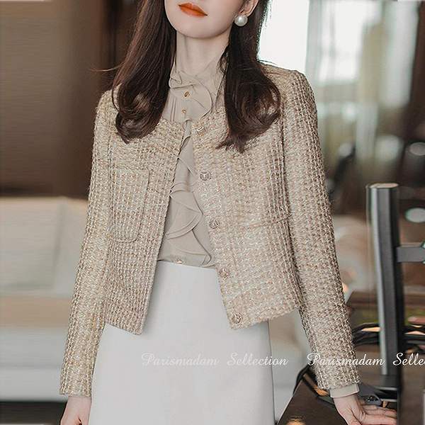 楽天市場】大人上品ジャケット ウール100％ ノーカラージャケット