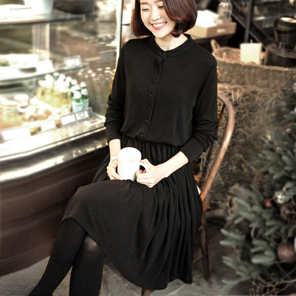 楽天市場】品質重視ブラックワンピース ストレートライン 襟付き 上品