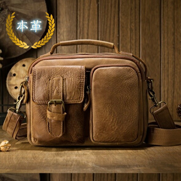 PRS メンズ バッグ 本革 牛革 レザー leather ショルダーバッグ 斜め掛け ワンショルダーバッグ コンパクトサイズ 小物入れ 収納 カメラ ビンテージ風 キャメル カーキ ブラウン ブラック 柔らかい革 ワイルド ナチュラルな風格