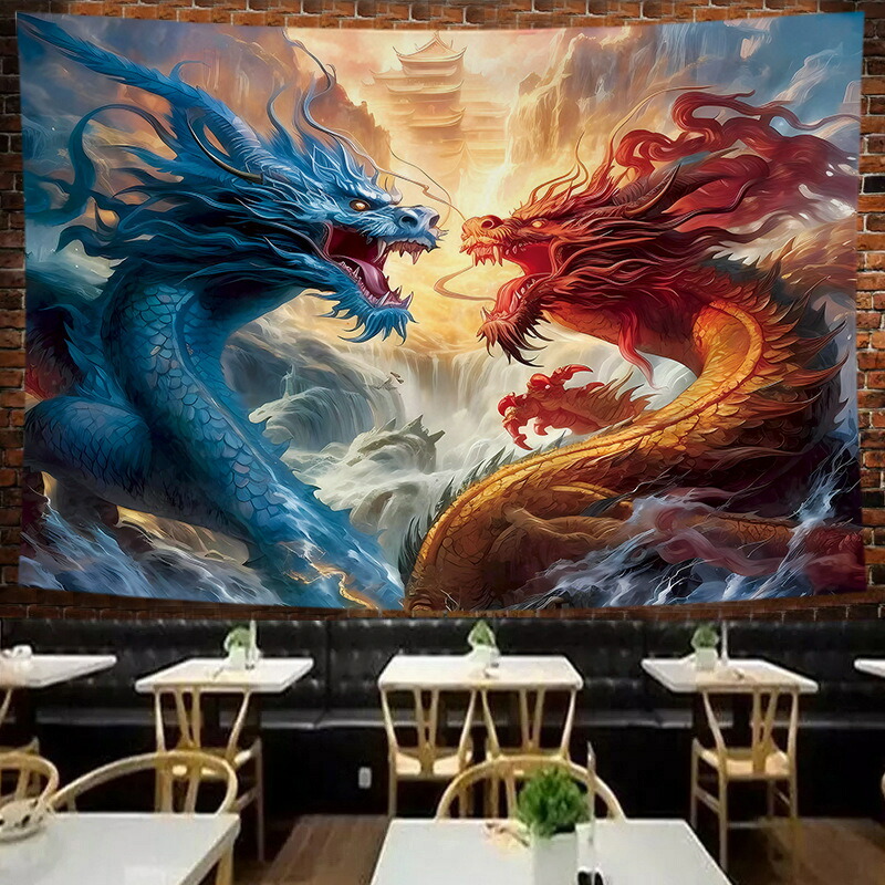 楽天市場】【ランキング1位4冠達成】風水 タペストリー 紅龍 ドラゴン