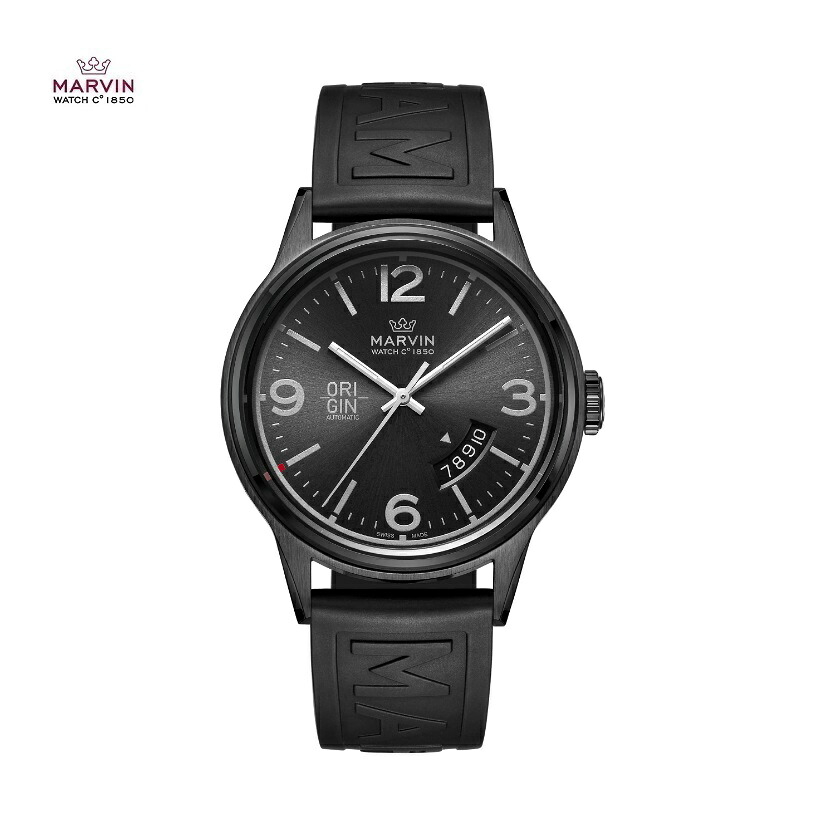 ＼最大20%OFFクーポン／Marvin オリジン スイス製 ムーブメント メンズ 自動巻き 腕時計 Origin 44mm Black Dial Men's Watch M108.24.43.94