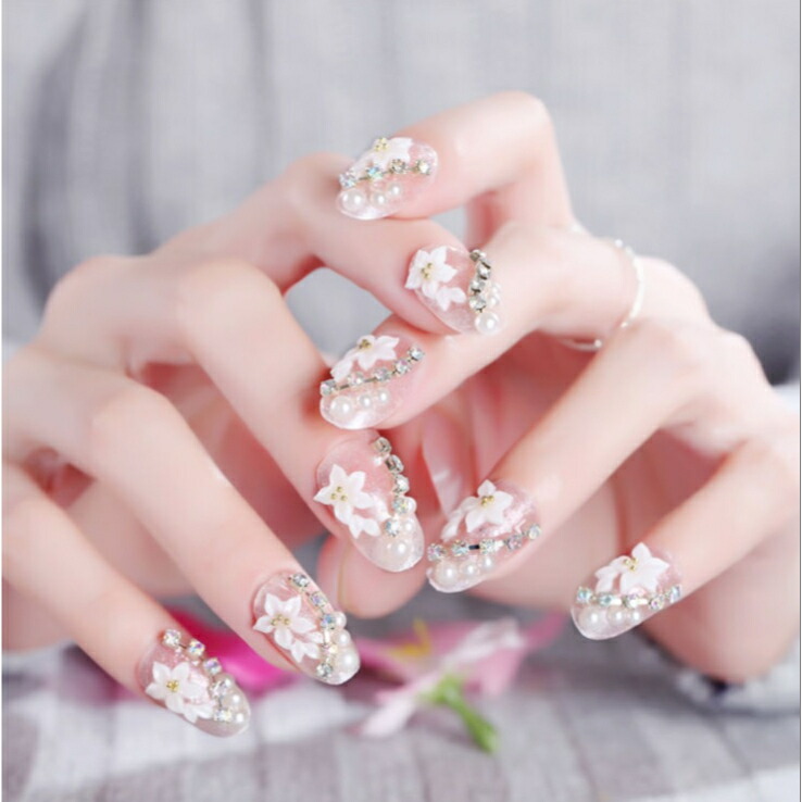 楽天市場 つけ爪 ネイルチップ 付け爪 スタンド 成人式 ブライダル グミ 毎日変身 両手分 つけ方簡単 つめ ネイル デコネイルコレクション シール 人気 母の日 二次会 おしゃれキャバ ハロウィン クリスマス 仮装 ラインストーン かわいい クリア ピンク 24枚入り Parisrose