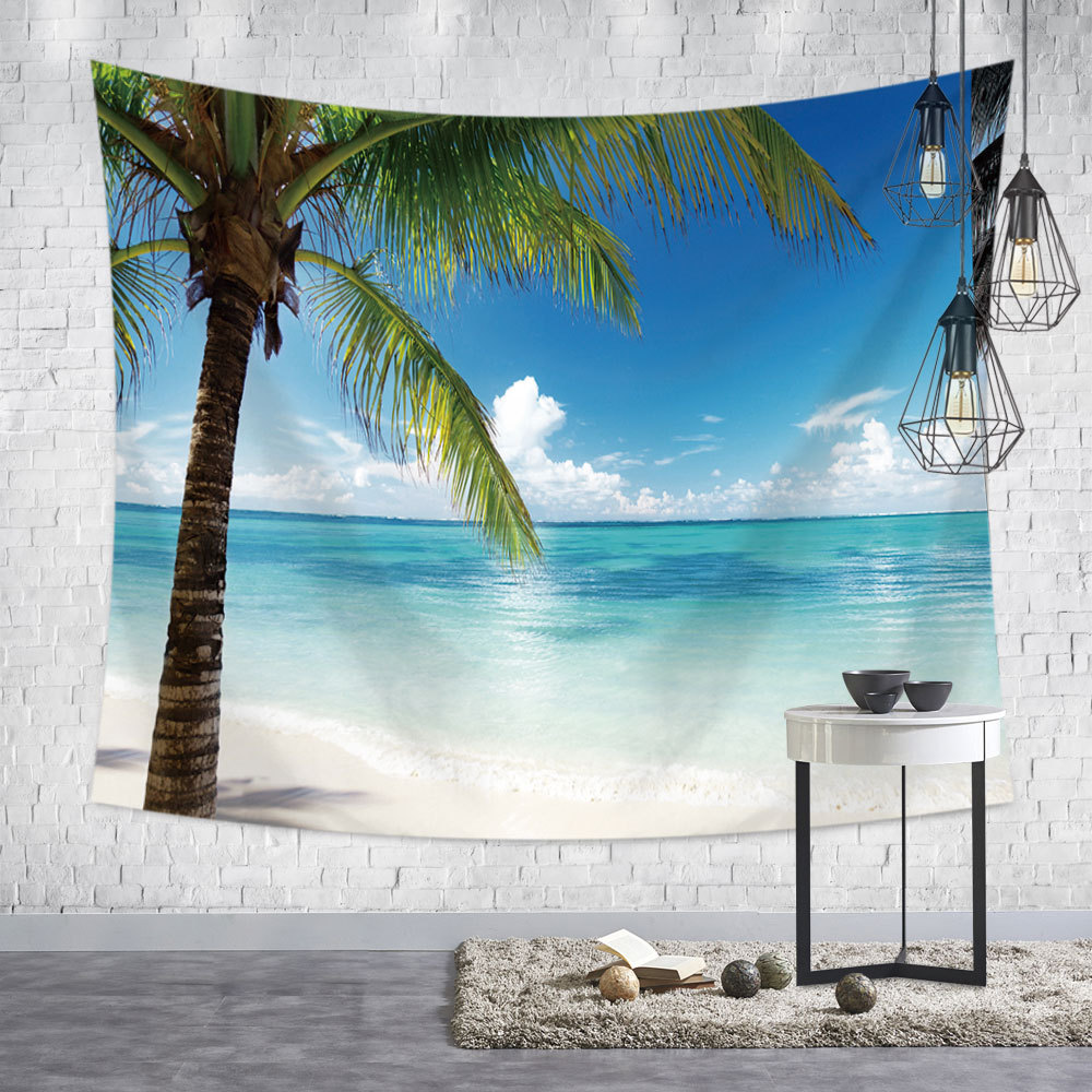 楽天市場 タペストリー 壁掛け壁画 北欧風タペストリー多機能ファブリック装飾用品おしゃれ モダンなアート 模様替え 部屋 窓カーテン個性ギフト 海 ヤシの木 ビーチ 青空 Parisrose