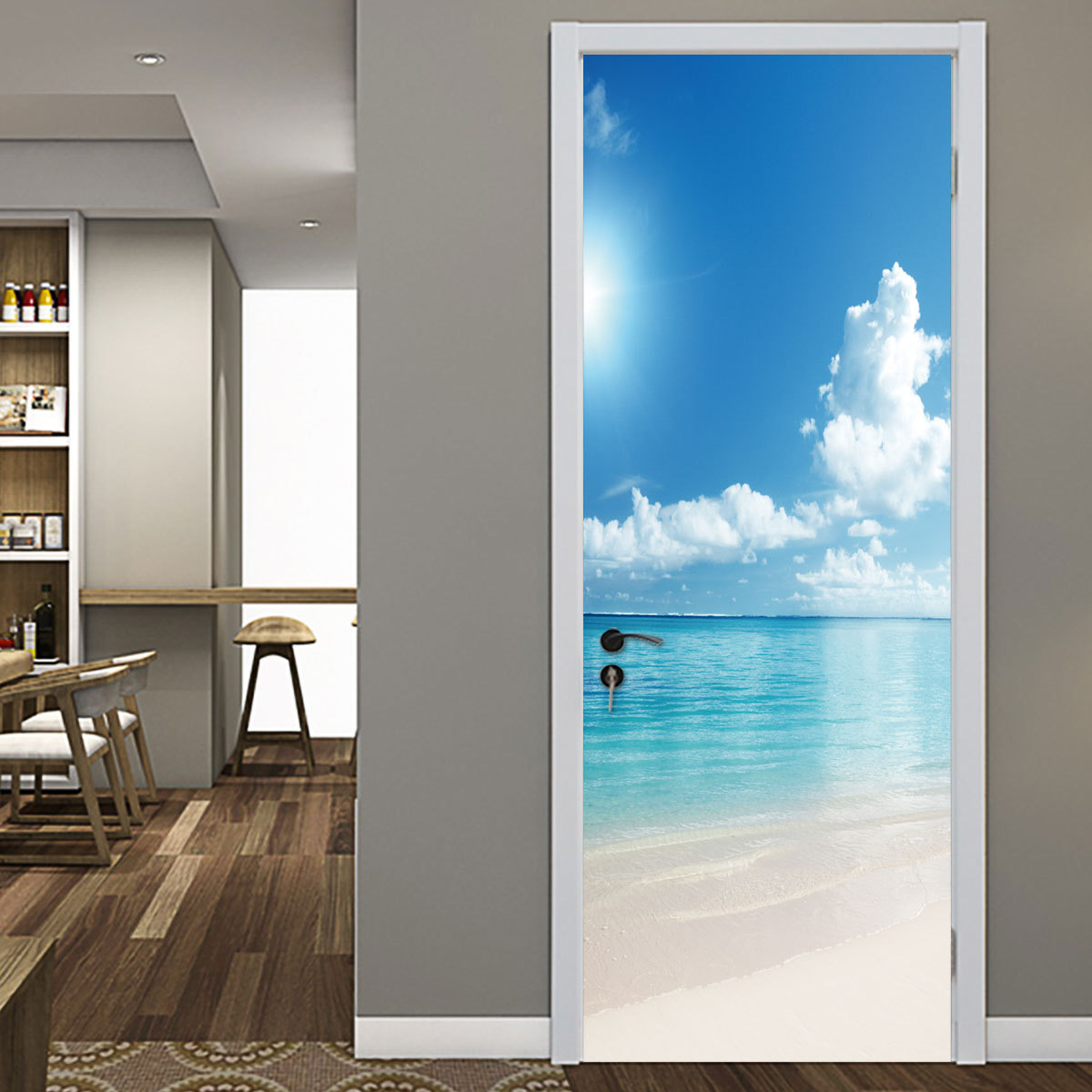 楽天市場 ウォールステッカー シール 貼ってはがせる 室内用ドア装飾シート 防水シール 部屋 玄関 モロッカン モロッコ ドアシート ドア壁紙 Diy おしゃれ たそがれ 飾り ステッカー 壁紙 シール インテリア カフェ風 可愛い かわいい 北欧 個性 青空 砂浜 飾りf511