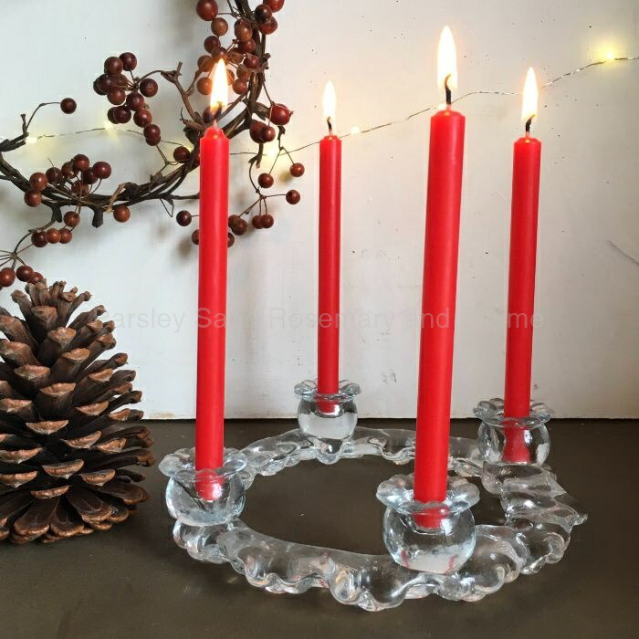 【USED】花のキャンドルホルダー ガラス4本 スウェーデン ろうそく 蚤の市 クリスマス ろうそく立て メリークリスマス クリスマス用品 Xmas Christmas 美術 アート 置物 雑貨 飾り【海外直輸入USED品】