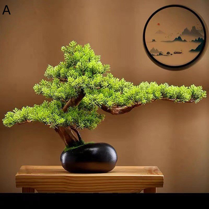 楽天市場】☆フェイクグリーン☆ 造花 盆栽 松の木 黒松 迎客松 観葉