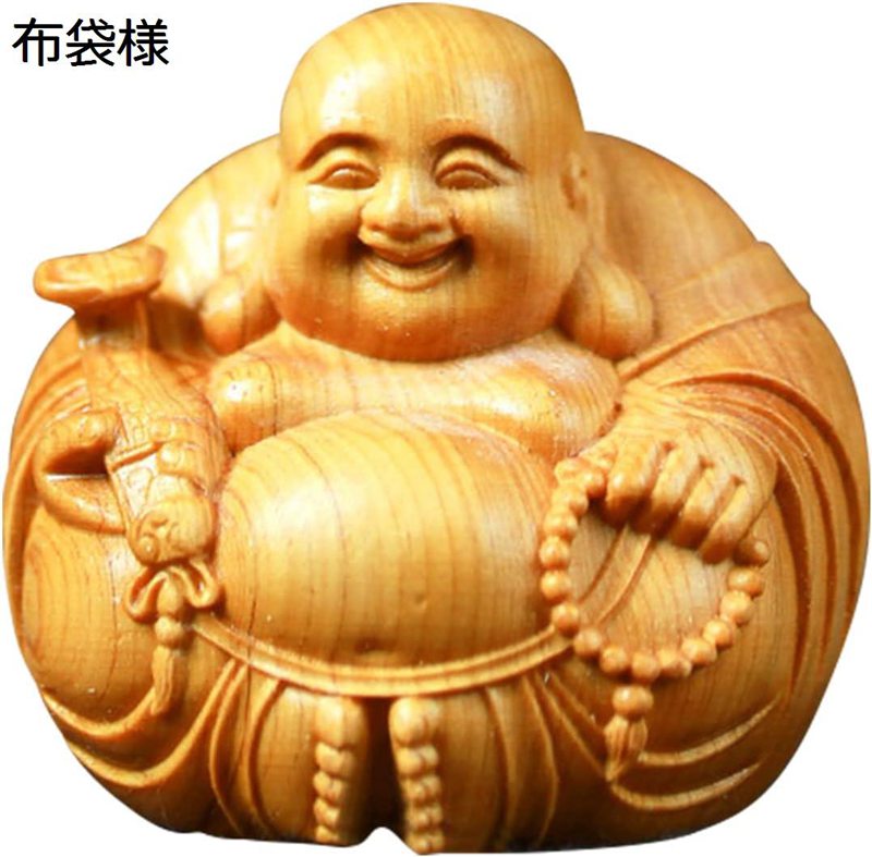 （662）七福神　布袋様　木彫り　顔 楽天市場】仏像 木彫り 七福神 布袋 様 布袋さんの置物 柘植製 ツゲ 半